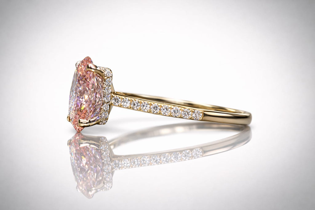 "Lily"  Fancy Pink Halo Diamond Ring