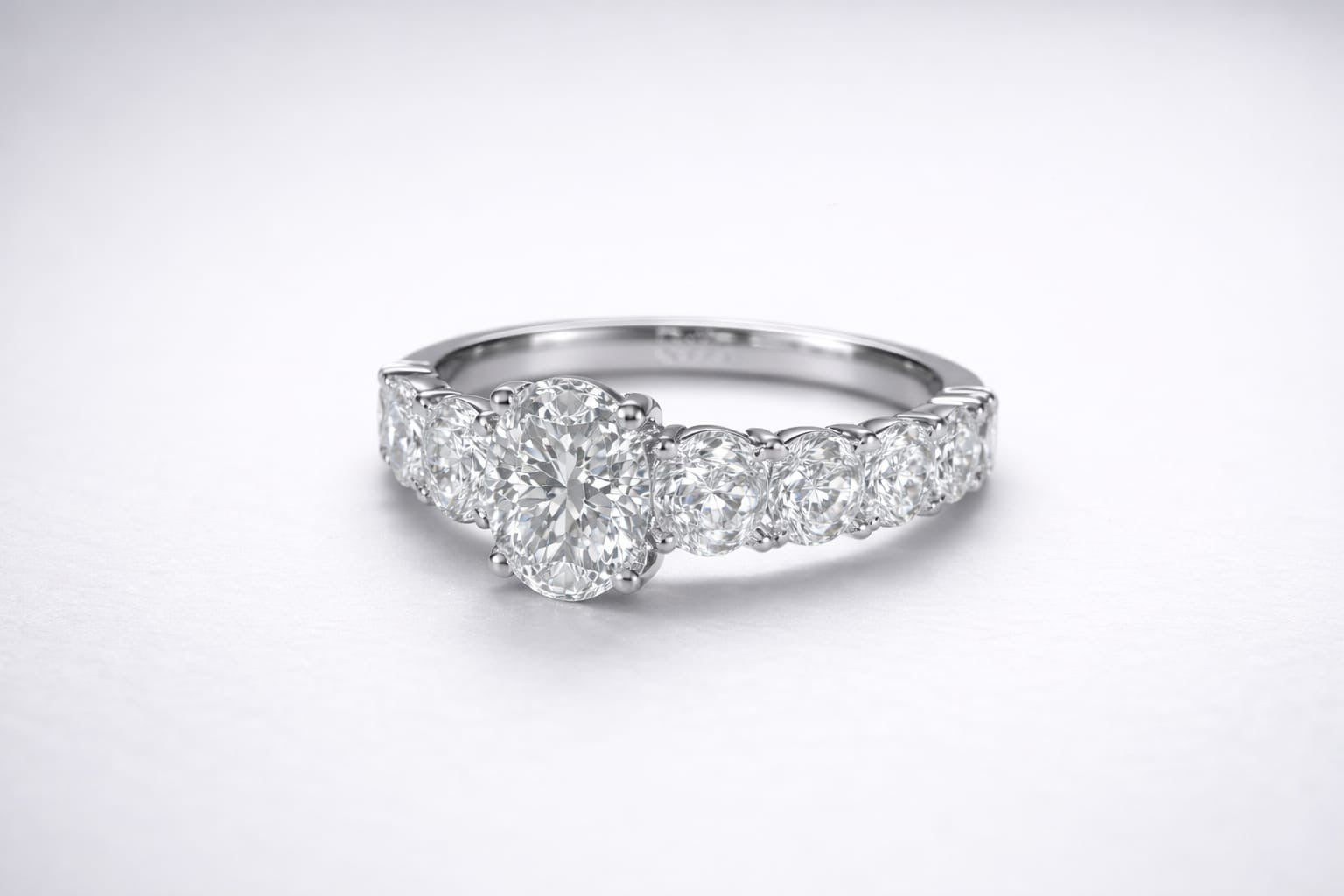 "Angel" Oval Diamond Ring – Oval Center & Oval Side Stones | Luxury Engagement Ring