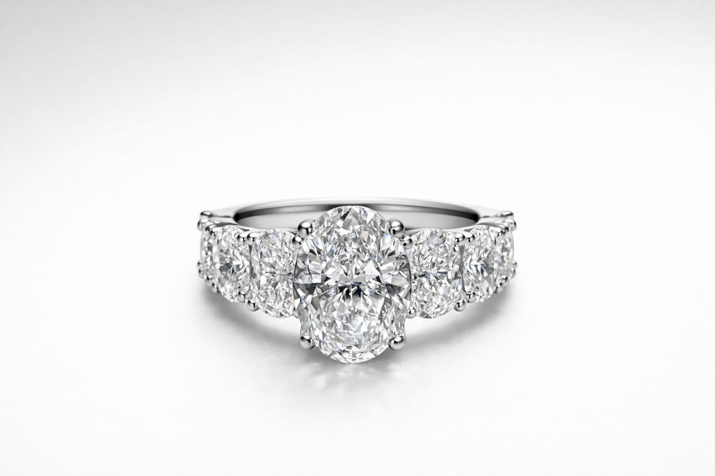 "Angel" Oval Diamond Ring – Oval Center & Oval Side Stones | Luxury Engagement Ring