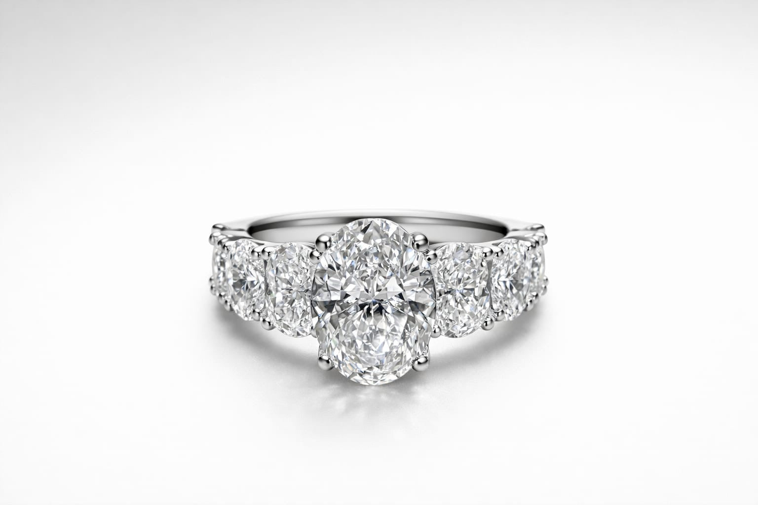 "Angel" Oval Diamond Ring – Oval Center & Oval Side Stones | Luxury Engagement Ring
