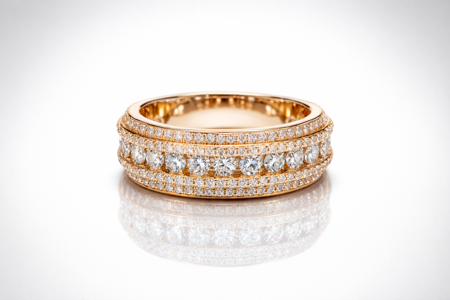 14KT Rose Gold Pavé Diamond Band – Natural Diamonds