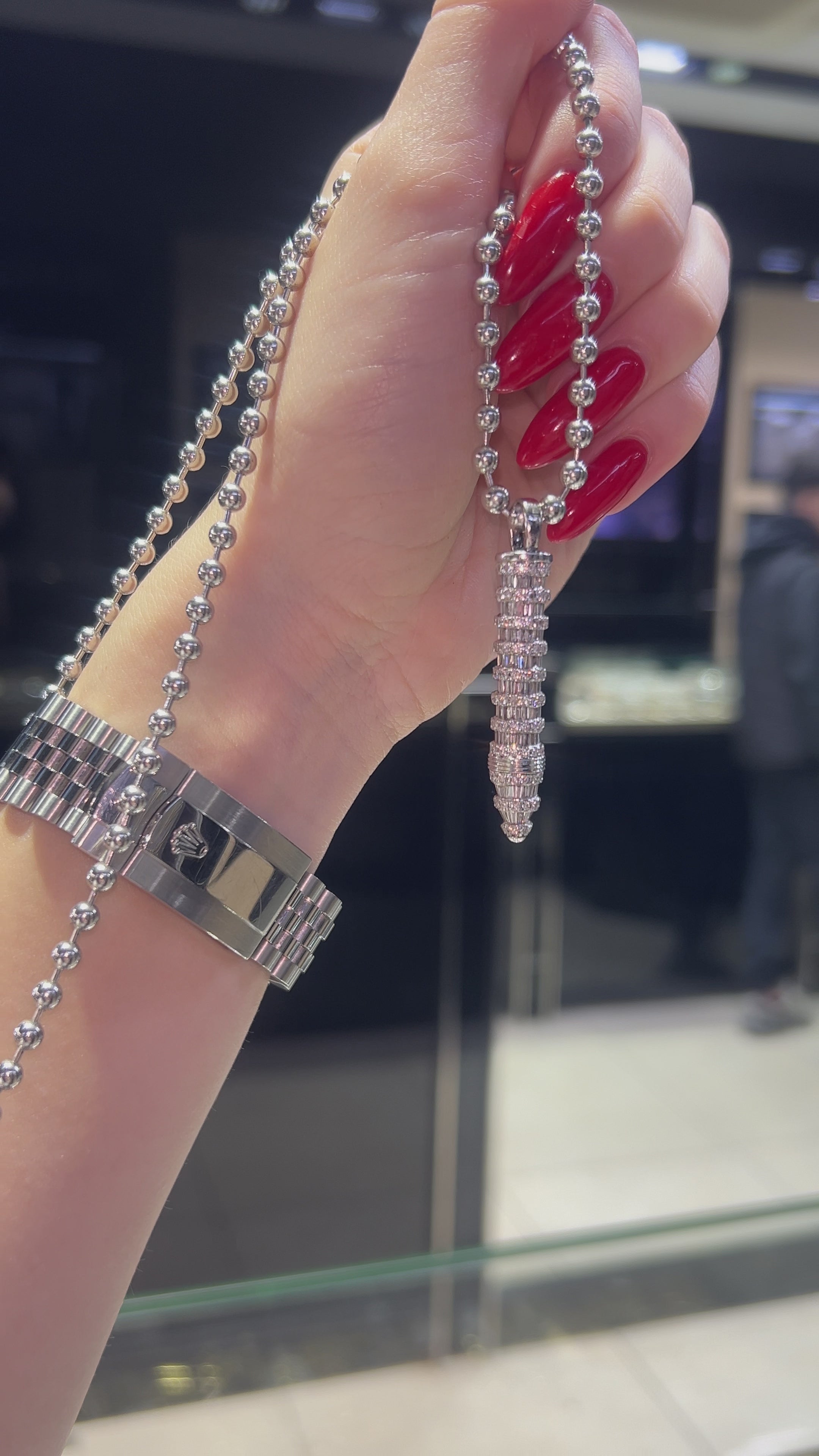 "Bullet" Baguette Diamond Pendant