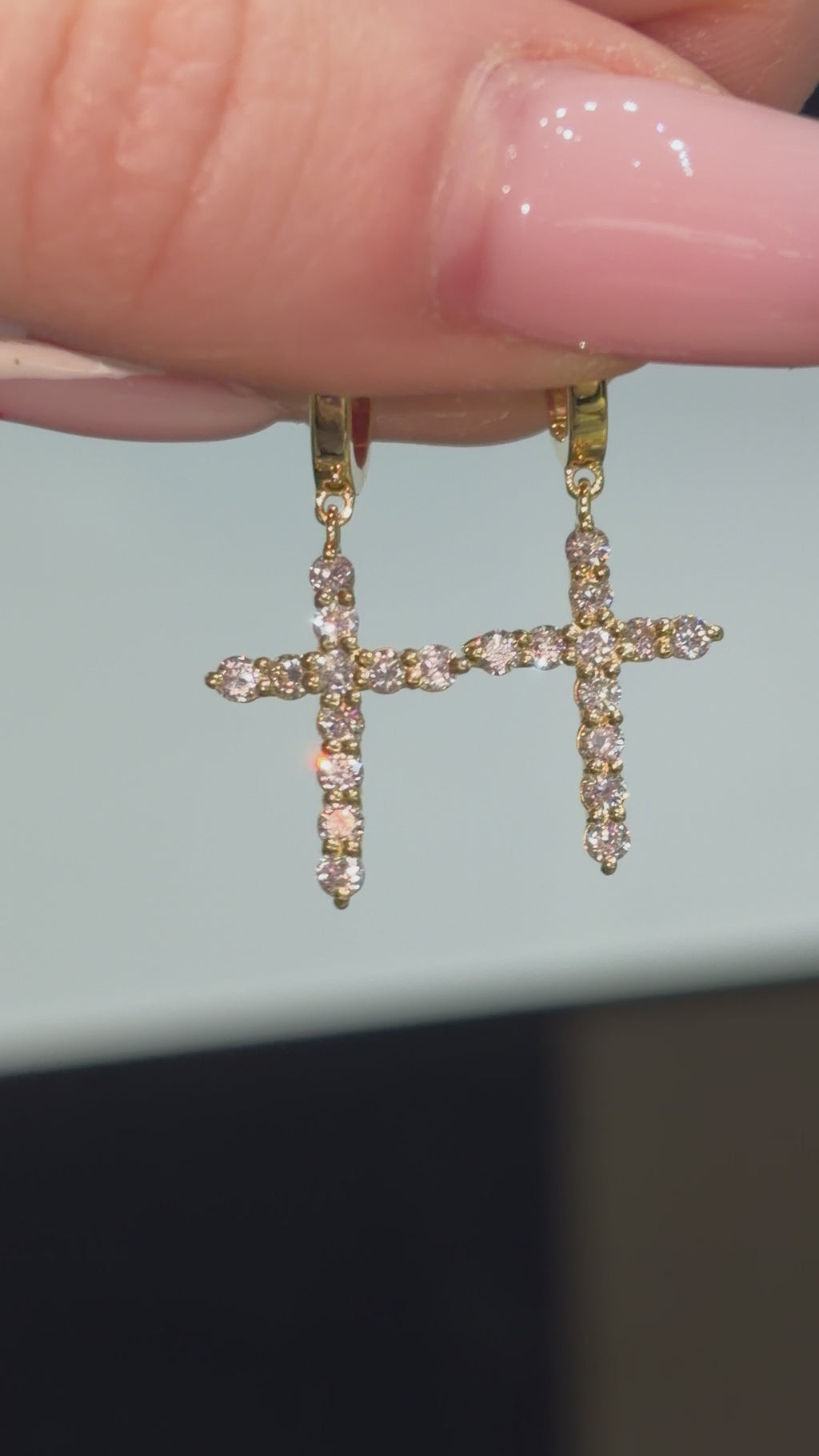Diamond Cross Drop Earrings – 0.40 CT – 18kt Yellow Gold
