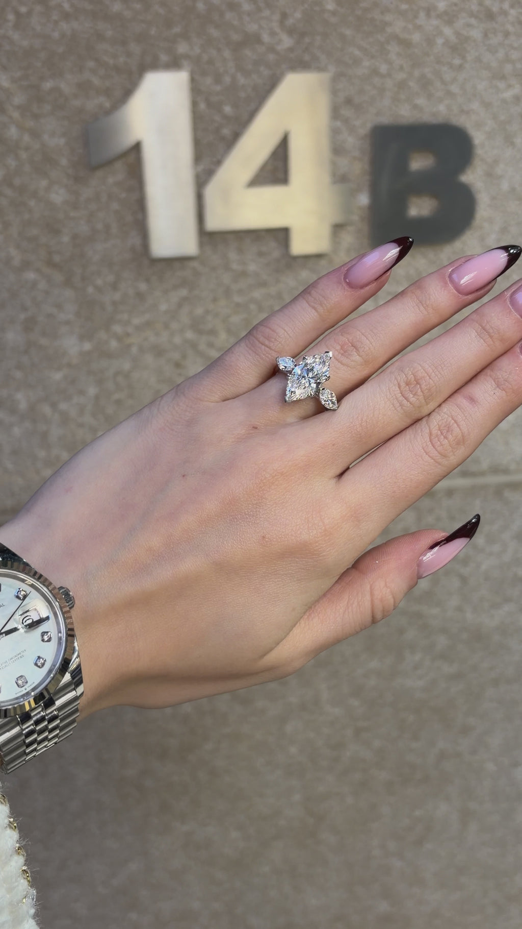 Celeste — 3.57 CT Center, 4.49 CT Total E VVS2 Marquise Diamond Ring