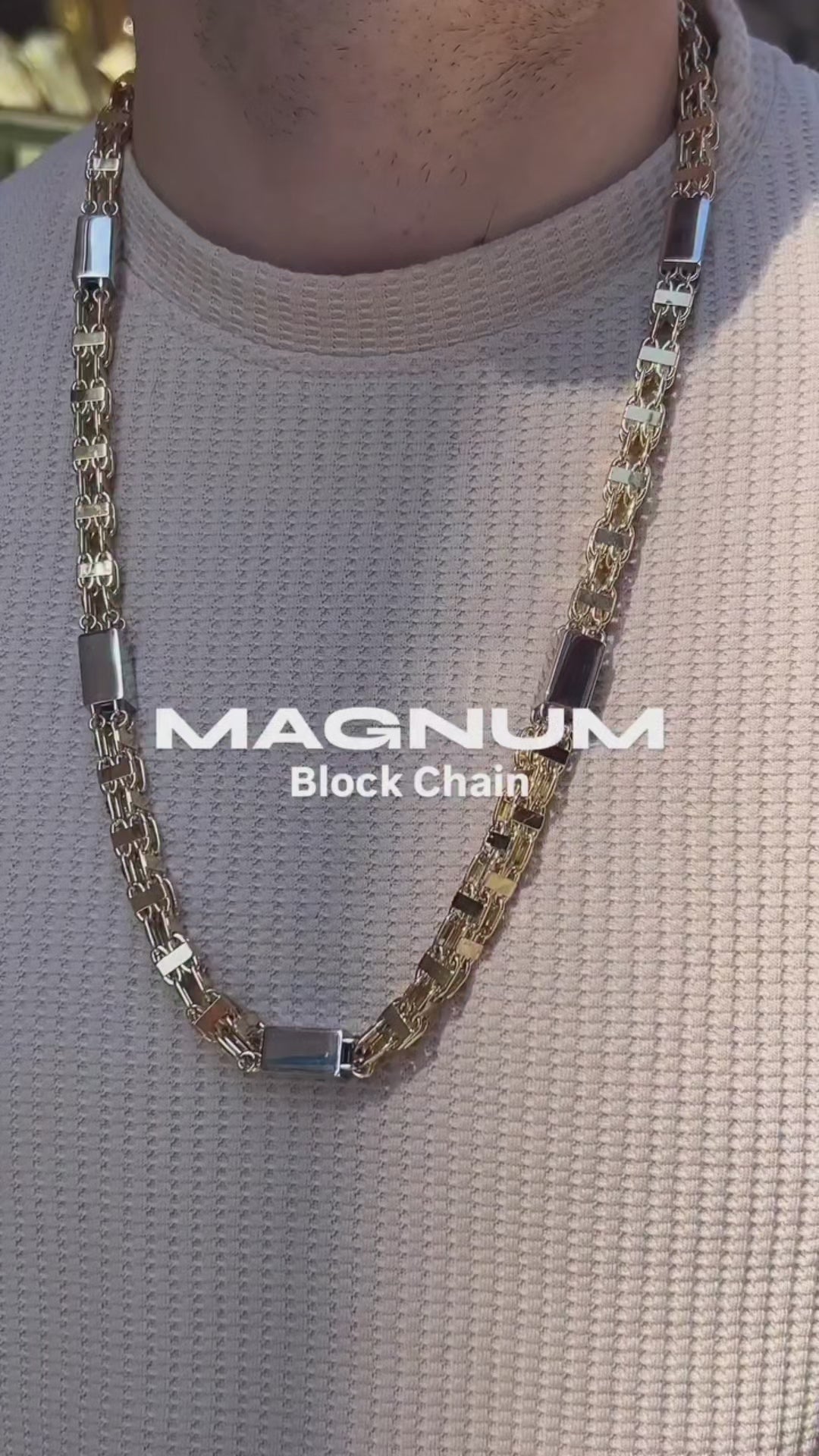 Magnum White Blocks Chain – 150 Grams | 18KT