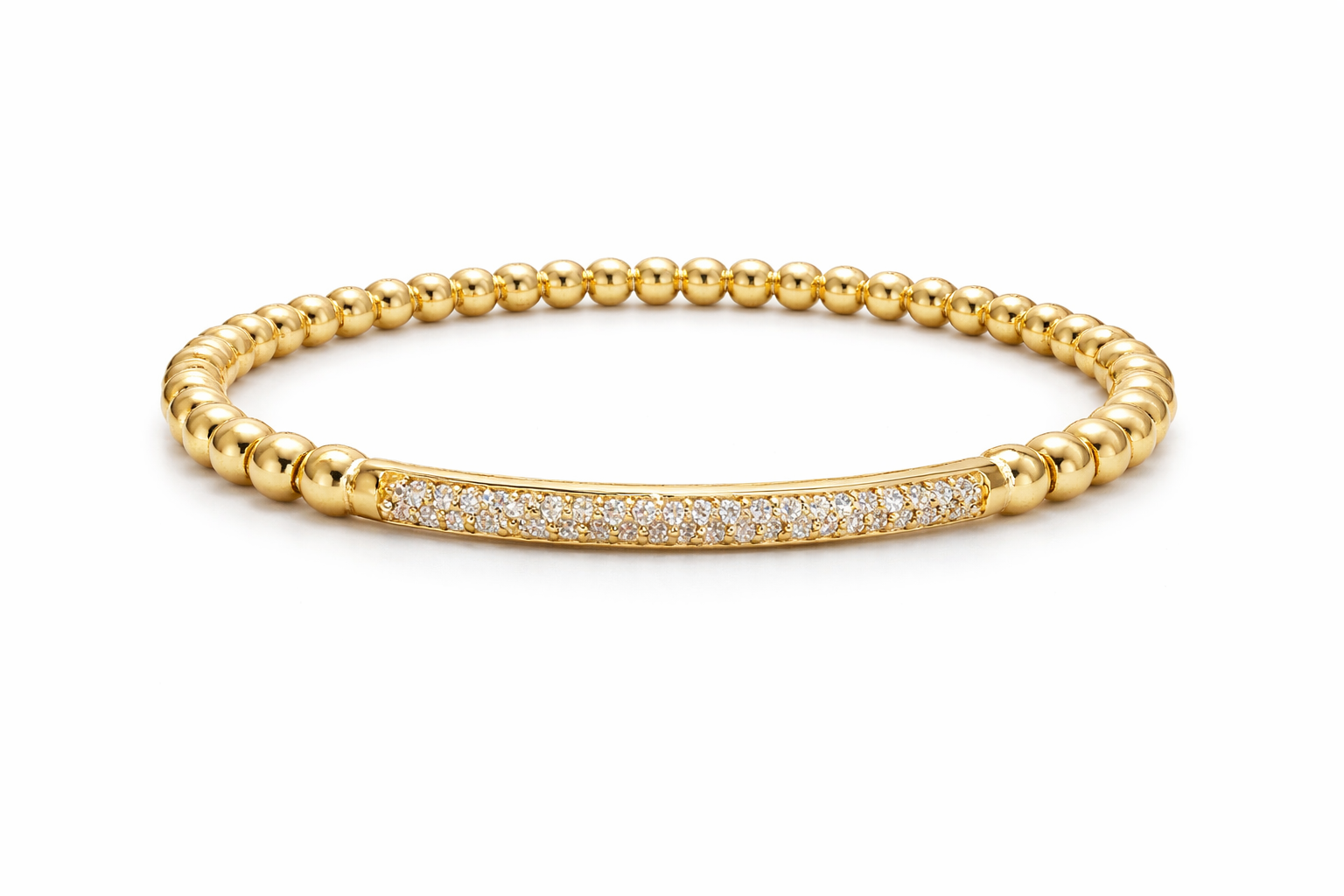 Diamond Bar Stretch Bracelet 1.10 CT | 18K Gold