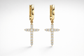 Diamond Cross Drop Earrings – 0.40 CT – 18kt Yellow Gold