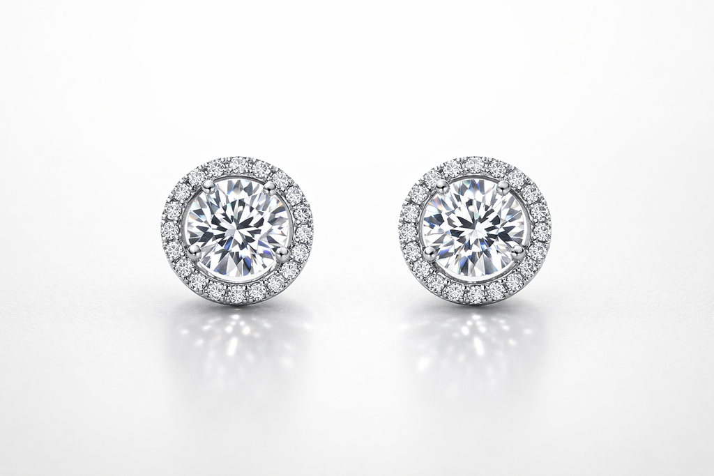 Halo Diamond Stud Earrings