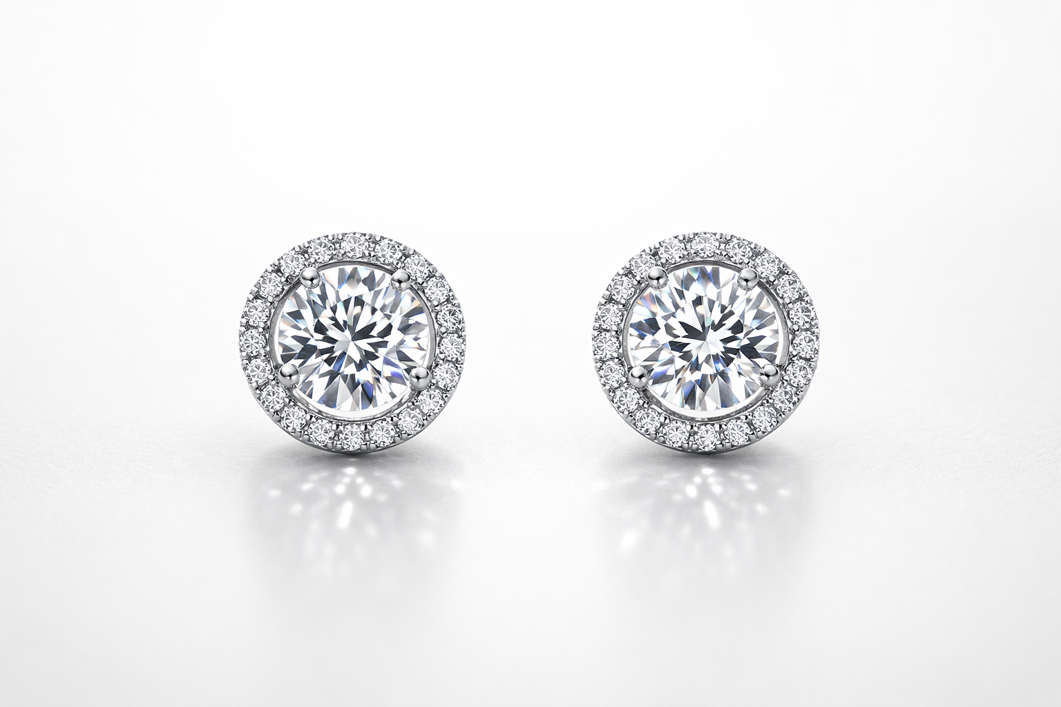 Halo Diamond Stud Earrings
