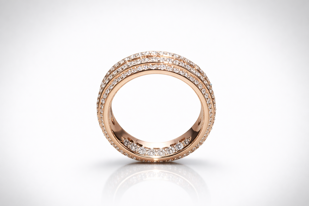 14KT Rose Gold Pavé Diamond Band – Natural Diamonds