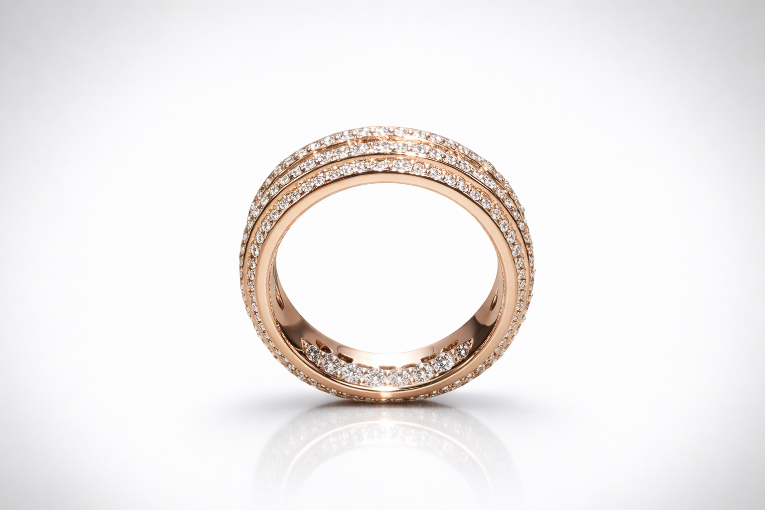 14KT Rose Gold Pavé Diamond Band – Natural Diamonds