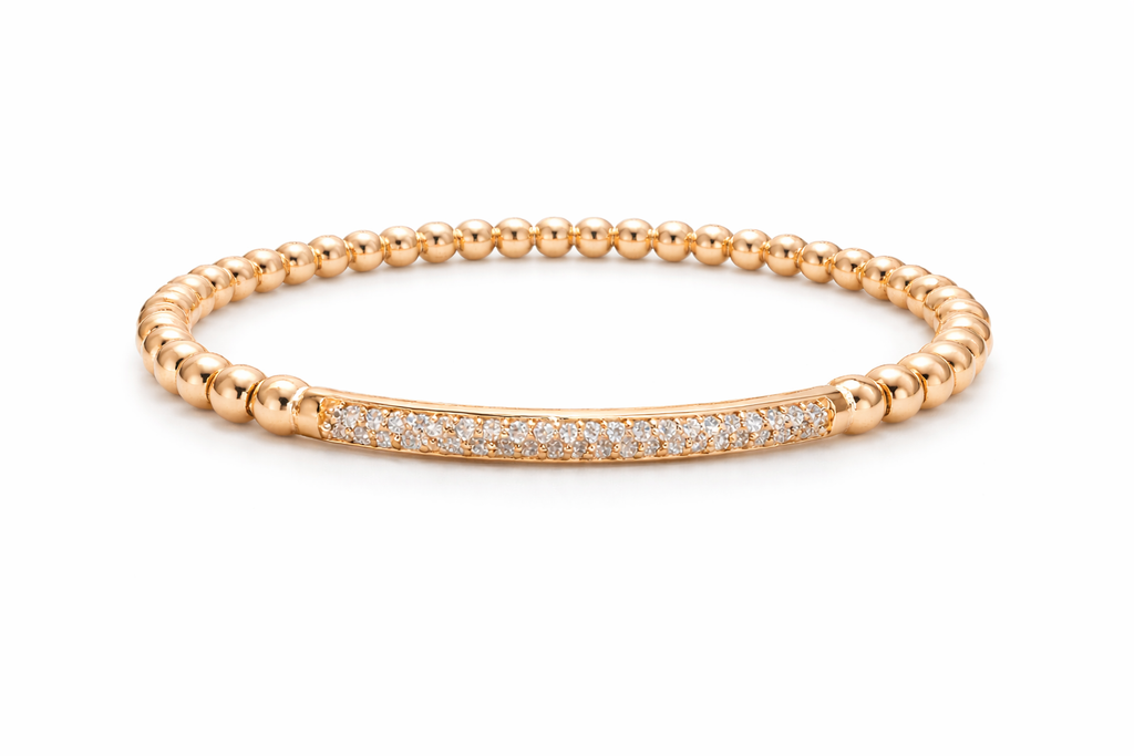 Diamond Bar Stretch Bracelet 1.10 CT | 18K Gold