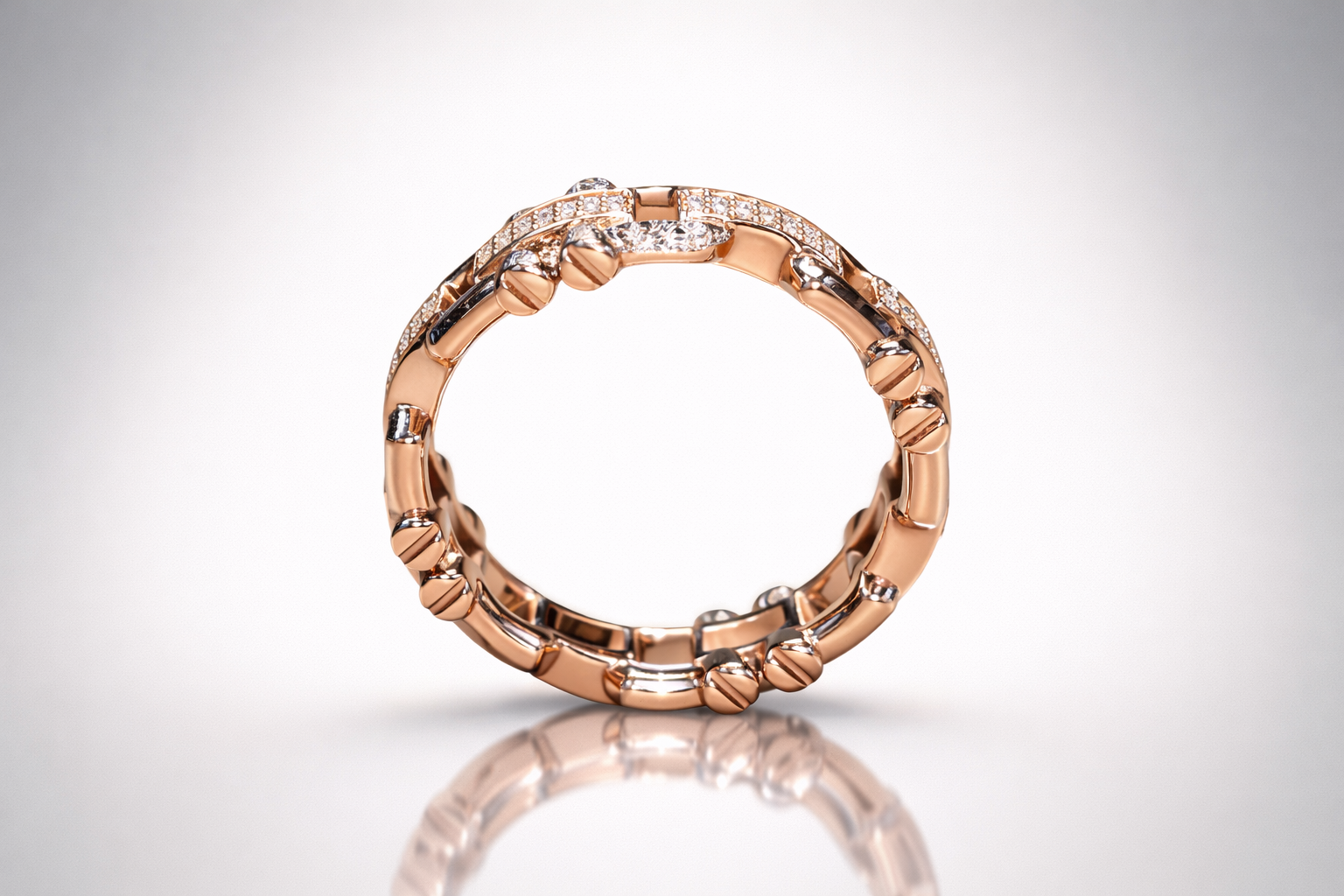 Rose Gold Diamond Link Ring