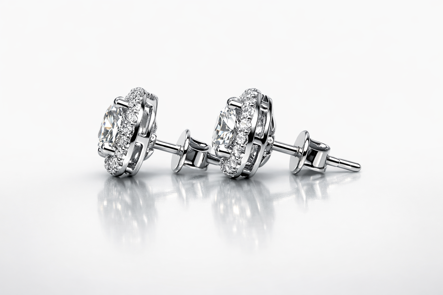 Halo Diamond Stud Earrings