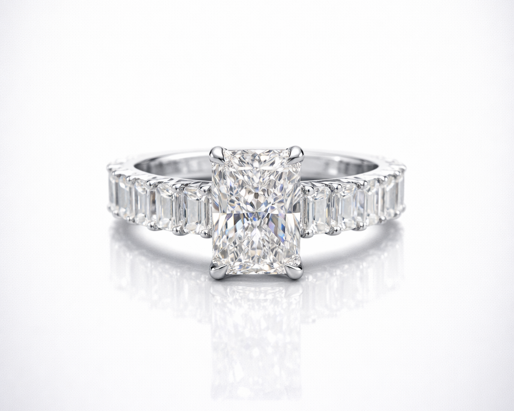 Elysia Radiant Eternity Ring – 6.60 CT Total | IGI Lab-Grown Diamond | 18KT Italian Gold