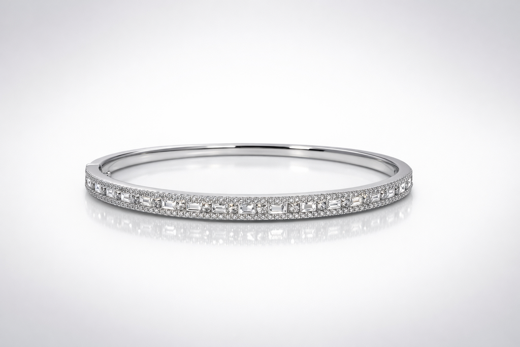 “Elena” Diamond Baguette Bangle